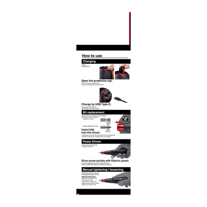 (US Model) VESSEL e‑ASSIST Screwdriver Higher Torque (USB-C) w/ 25PC. Bit Set